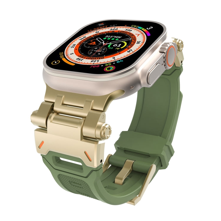 For Apple Watch Ultra 49mm Stainless Steel Connector TPU Watch Band(Gold Green) - free shipping - PMC TechLife - Order now!
