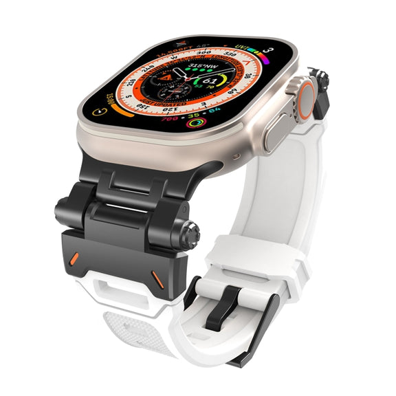 For Apple Watch Series 8 45mm Stainless Steel Connector TPU Watch Band(Black White)