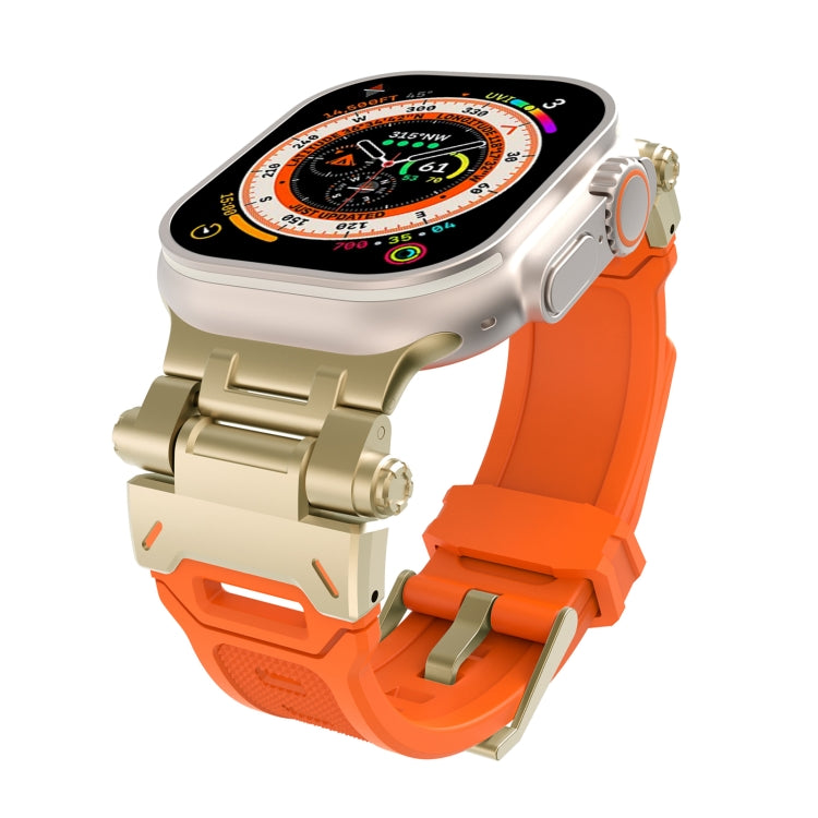 For Apple Watch Series 8 45mm Stainless Steel Connector TPU Watch Band(Gold Orange) - free shipping - PMC TechLife - Order now!