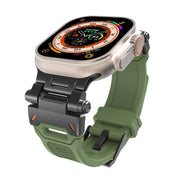 For Apple Watch Series 7 45mm Stainless Steel Connector TPU Watch Band(Black Green)