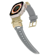 For Apple Watch Series 5 44mm Stainless Steel Connector TPU Watch Band(Gold Grey)