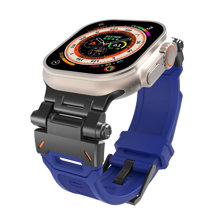 For Apple Watch Series 4 44mm Stainless Steel Connector TPU Watch Band(Black Blue) - free shipping - PMC TechLife - Order now!