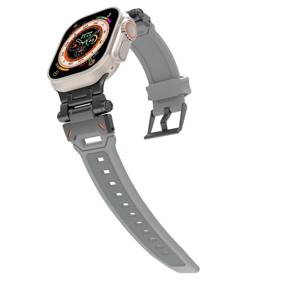 For Apple Watch Series 3 42mm Stainless Steel Connector TPU Watch Band(Black Grey)