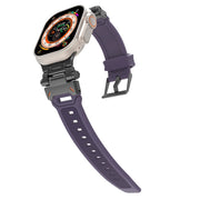 For Apple Watch 42mm Stainless Steel Connector TPU Watch Band(Black Purple)