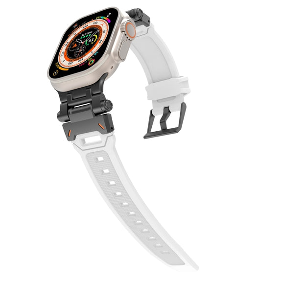 For Apple Watch 42mm Stainless Steel Connector TPU Watch Band(Black White)