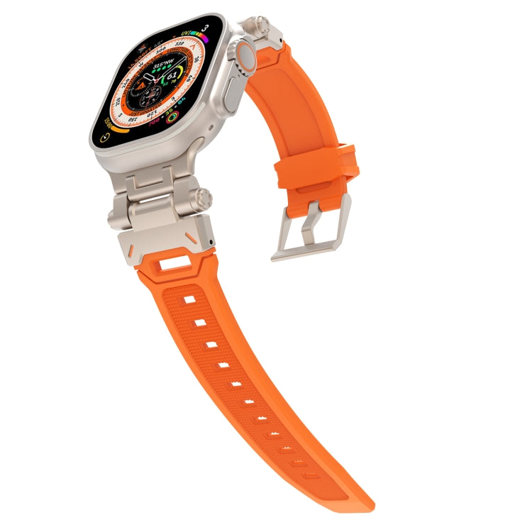 For Apple Watch 42mm Stainless Steel Connector TPU Watch Band(Titanium Orange)