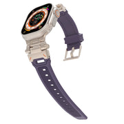 For Apple Watch 42mm Stainless Steel Connector TPU Watch Band(Titanium Purple)