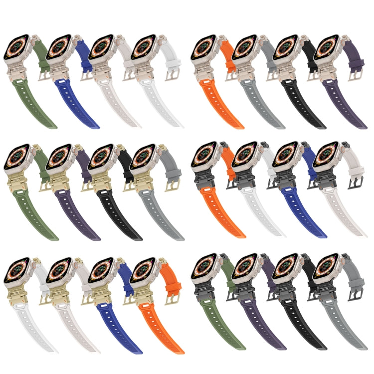 For Apple Watch SE 2023 44mm Stainless Steel Connector TPU Watch Band(Gold Blue) - free shipping - PMC TechLife - Order now!