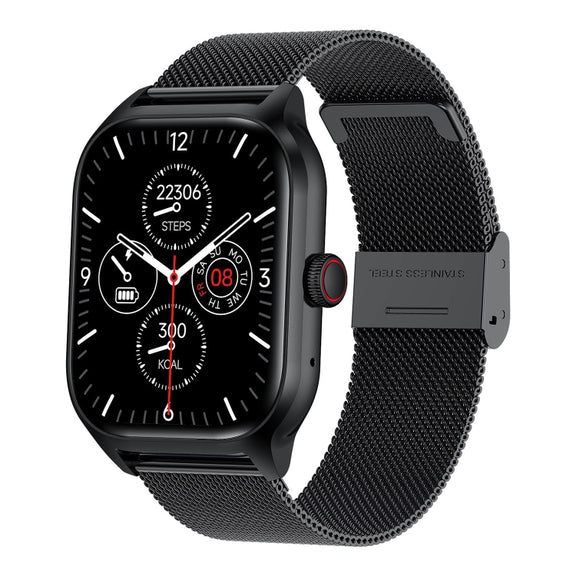 LEMFO LT10 2.01 inch TFT Screen Smart Watch Supports Bluetooth Call / Wellness Tracking, Steel Strap(Black)