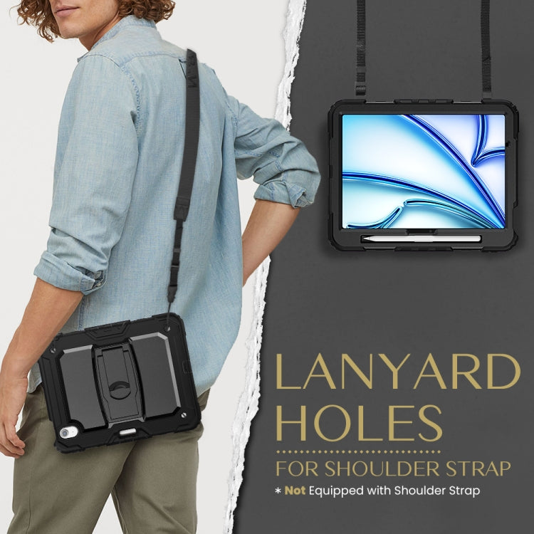 For iPad Air 11 2025 / 2024 Silicone Hydric PC Tablet Case with Shoulder Strap & Holder(Black) - iPad Air 11 2025 / 2024 Cases by PMC TechLife | Online Shopping South Africa | PMC TechLife | Buy Now Pay Later Mobicred