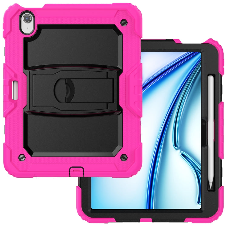 For iPad Air 11 2024 Silicone Hydric PC Tablet Case with Shoulder Strap & Holder(Rose Red) - iPad Air 11 2024 Cases by PMC TechLife | Online Shopping South Africa | PMC TechLife | Buy Now Pay Later Mobicred