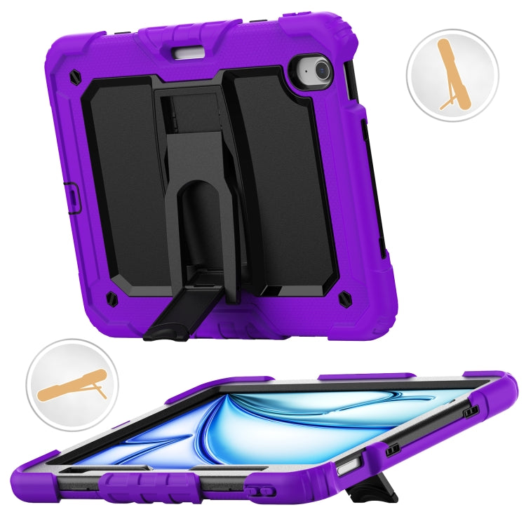 For iPad Air 11 2024 Silicone Hydric PC Tablet Case with Shoulder Strap & Holder(Purple) - iPad Air 11 2024 Cases by PMC TechLife | Online Shopping South Africa | PMC TechLife | Buy Now Pay Later Mobicred