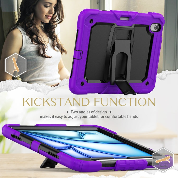 For iPad Air 11 2024 Silicone Hydric PC Tablet Case with Shoulder Strap & Holder(Purple) - iPad Air 11 2024 Cases by PMC TechLife | Online Shopping South Africa | PMC TechLife | Buy Now Pay Later Mobicred