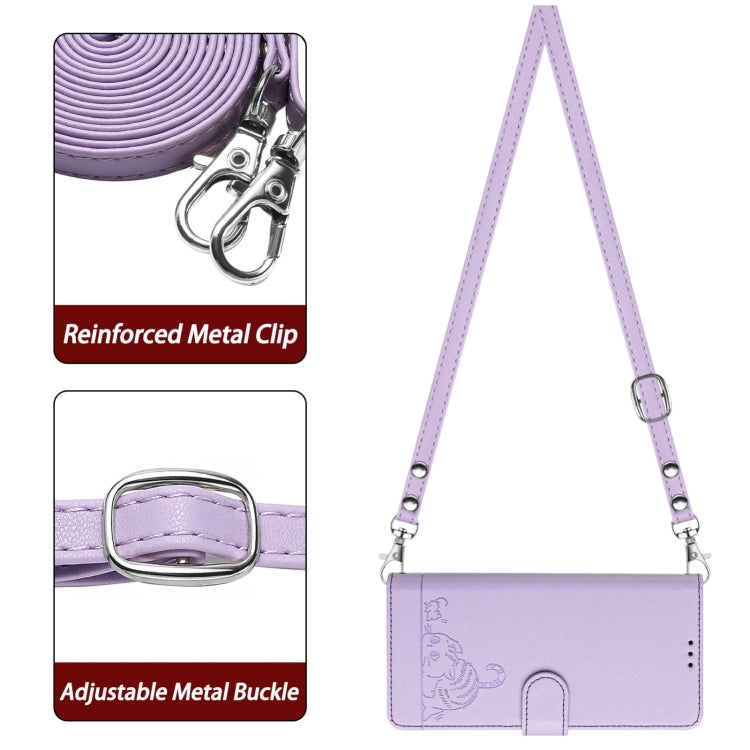 For Blackview A53 Cat Rat Embossed Pattern RFID Leather Phone Case with Lanyard(Purple) - More Brand by PMC TechLife | Online Shopping South Africa | PMC TechLife | Buy Now Pay Later Mobicred