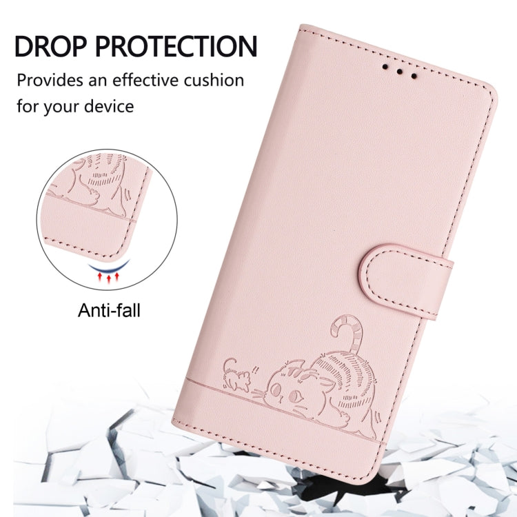 For Blackview Shark 8 Cat Rat Embossed Pattern RFID Leather Phone Case with Lanyard(Pink) - More Brand by PMC TechLife | Online Shopping South Africa | PMC TechLife | Buy Now Pay Later Mobicred