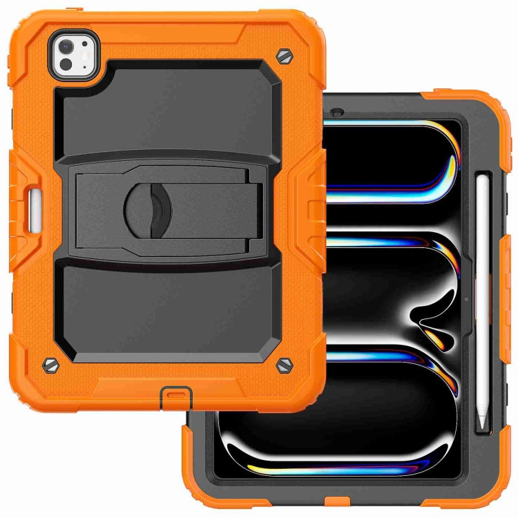 For iPad Pro 11 2024 Silicone Hydric PC Tablet Case with Shoulder Strap & Holder(Orange) - iPad Pro 11 2024 Cases by PMC TechLife | Online Shopping South Africa | PMC TechLife | Buy Now Pay Later Mobicred