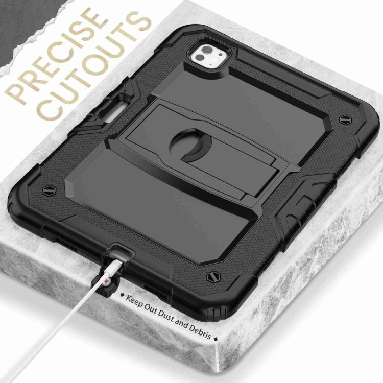 For iPad Pro 11 2024 Silicone Hydric PC Tablet Case with Shoulder Strap & Holder(Black) - free shipping - PMC TechLife - Order now!