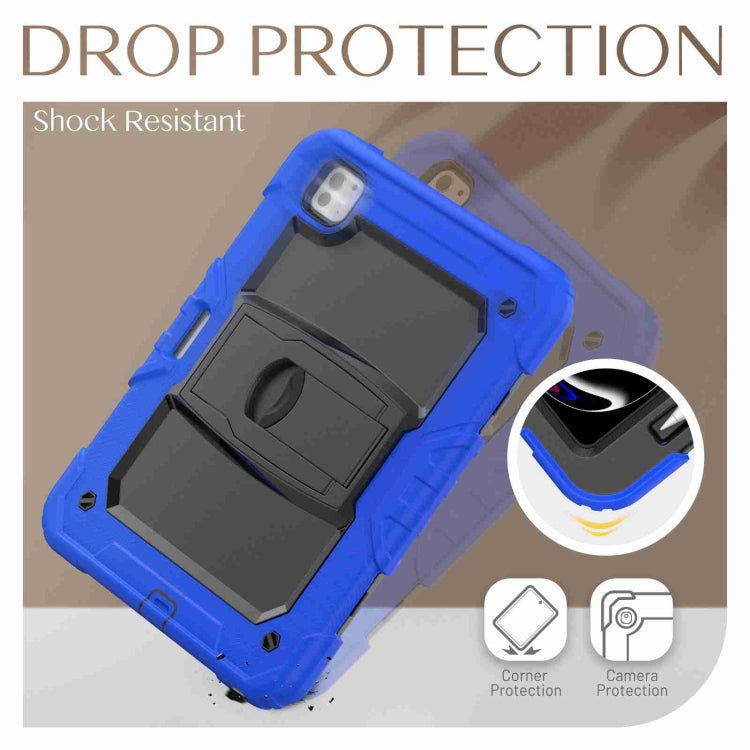 For iPad Pro 11 2024 Silicone Hydric PC Tablet Case with Shoulder Strap & Holder(Blue) - iPad Pro 11 2024 Cases by PMC TechLife | Online Shopping South Africa | PMC TechLife | Buy Now Pay Later Mobicred