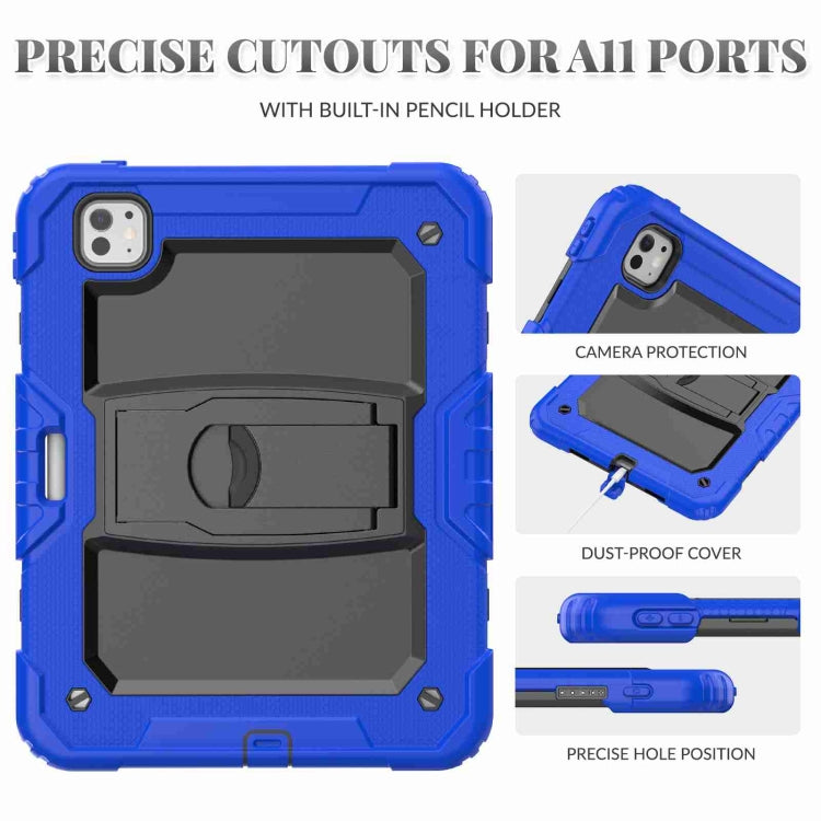 For iPad Pro 11 2024 Silicone Hydric PC Tablet Case with Shoulder Strap & Holder(Blue) - iPad Pro 11 2024 Cases by PMC TechLife | Online Shopping South Africa | PMC TechLife | Buy Now Pay Later Mobicred