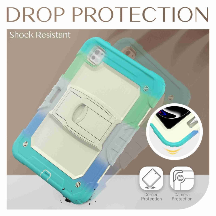 For iPad Pro 11 2024 Silicone Hydric PC Tablet Case with Shoulder Strap & Holder(Camouflage Light Blue) - iPad Pro 11 2024 Cases by PMC TechLife | Online Shopping South Africa | PMC TechLife | Buy Now Pay Later Mobicred