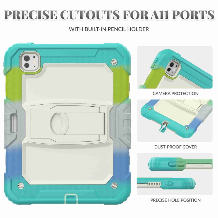 For iPad Pro 11 2024 Silicone Hydric PC Tablet Case with Shoulder Strap & Holder(Camouflage Light Blue) - iPad Pro 11 2024 Cases by PMC TechLife | Online Shopping South Africa | PMC TechLife | Buy Now Pay Later Mobicred