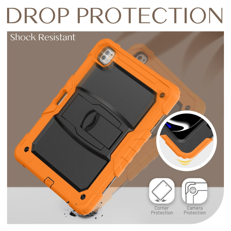 For iPad Pro 13 2024 Silicone Hydric PC Tablet Case with Shoulder Strap & Holder(Orange) - iPad Pro 13 2024 Cases by PMC TechLife | Online Shopping South Africa | PMC TechLife | Buy Now Pay Later Mobicred