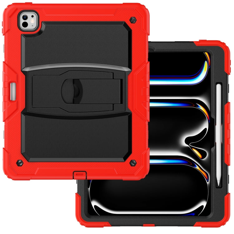 For iPad Pro 13 2024 Silicone Hydric PC Tablet Case with Shoulder Strap & Holder(Red) - iPad Pro 13 2024 Cases by PMC TechLife | Online Shopping South Africa | PMC TechLife | Buy Now Pay Later Mobicred