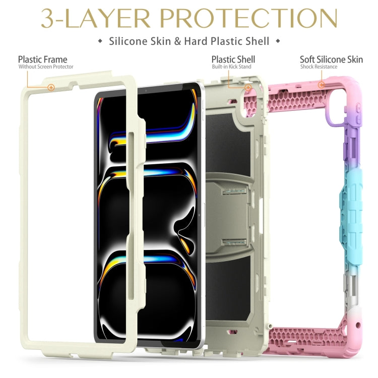 For iPad Pro 13 2024 Silicone Hydric PC Tablet Case with Shoulder Strap & Holder(Camouflage Pink) - iPad Pro 13 2024 Cases by PMC TechLife | Online Shopping South Africa | PMC TechLife | Buy Now Pay Later Mobicred