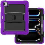 For iPad Pro 13 2024 Silicone Hydric PC Tablet Case with Shoulder Strap & Holder(Purple)