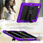 For iPad Pro 13 2024 Silicone Hydric PC Tablet Case with Shoulder Strap & Holder(Purple)
