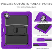For iPad Pro 13 2024 Silicone Hydric PC Tablet Case with Shoulder Strap & Holder(Purple)