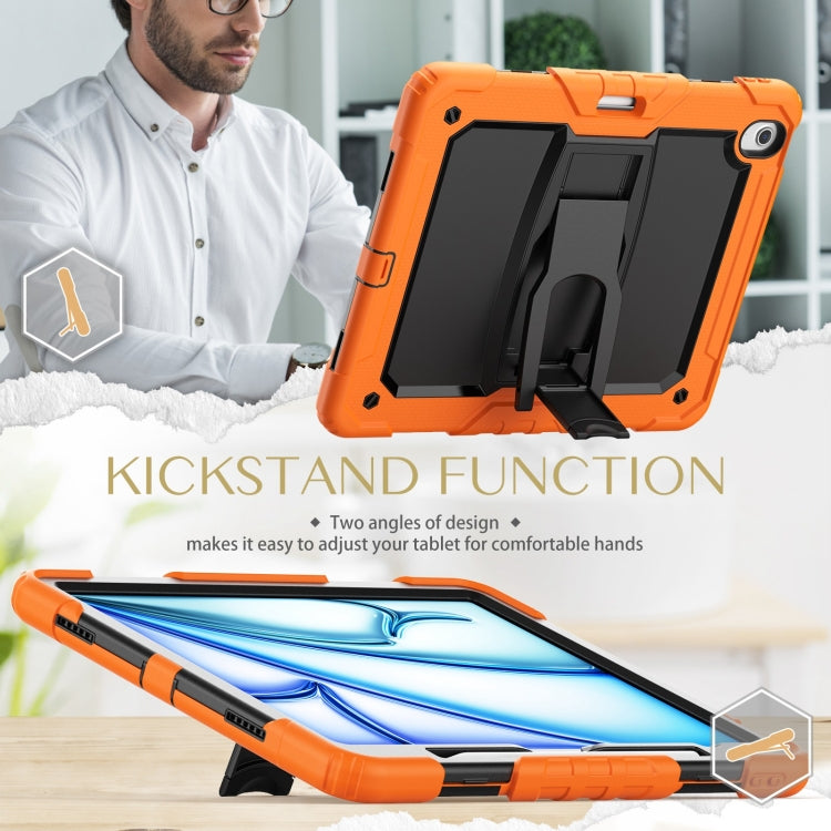 For iPad Air 13 2025 / 2024 Silicone Hydric PC Tablet Case with Shoulder Strap & Holder(Orange) - iPad Air 13 2025 / 2024 Cases by PMC TechLife | Online Shopping South Africa | PMC TechLife | Buy Now Pay Later Mobicred