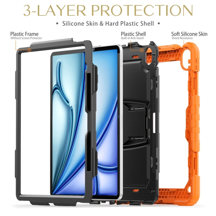 For iPad Air 13 2025 / 2024 Silicone Hydric PC Tablet Case with Shoulder Strap & Holder(Orange) - iPad Air 13 2025 / 2024 Cases by PMC TechLife | Online Shopping South Africa | PMC TechLife | Buy Now Pay Later Mobicred
