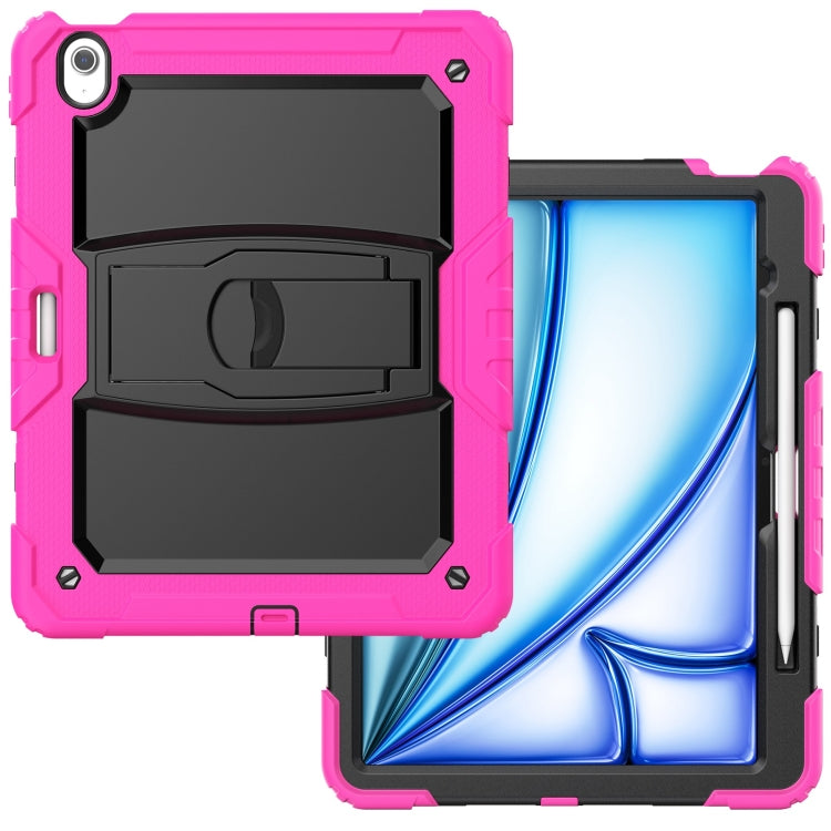 For iPad Air 13 2024 Silicone Hydric PC Tablet Case with Shoulder Strap & Holder(Rose Red) - iPad Air 13 2024 Cases by PMC TechLife | Online Shopping South Africa | PMC TechLife | Buy Now Pay Later Mobicred