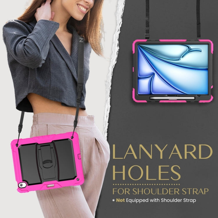 For iPad Air 13 2024 Silicone Hydric PC Tablet Case with Shoulder Strap & Holder(Rose Red) - iPad Air 13 2024 Cases by PMC TechLife | Online Shopping South Africa | PMC TechLife | Buy Now Pay Later Mobicred