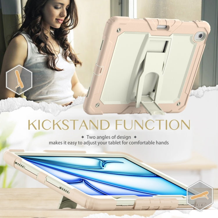 For iPad Air 13 2025 / 2024 Silicone Hydric PC Tablet Case with Shoulder Strap & Holder(Beige Rose Gold) - iPad Air 13 2025 / 2024 Cases by PMC TechLife | Online Shopping South Africa | PMC TechLife | Buy Now Pay Later Mobicred