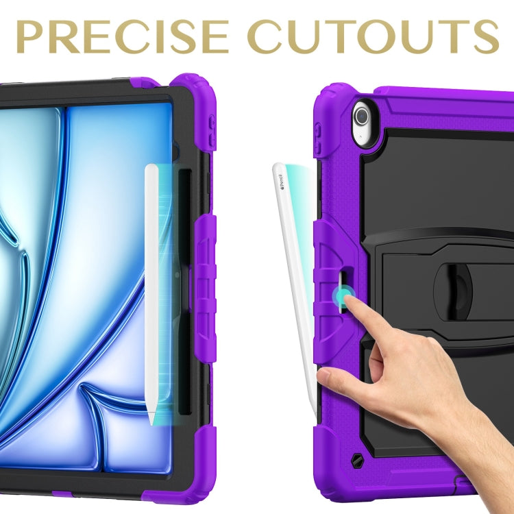 For iPad Air 13 2025 / 2024 Silicone Hydric PC Tablet Case with Shoulder Strap & Holder(Purple) - iPad Air 13 2025 / 2024 Cases by PMC TechLife | Online Shopping South Africa | PMC TechLife | Buy Now Pay Later Mobicred