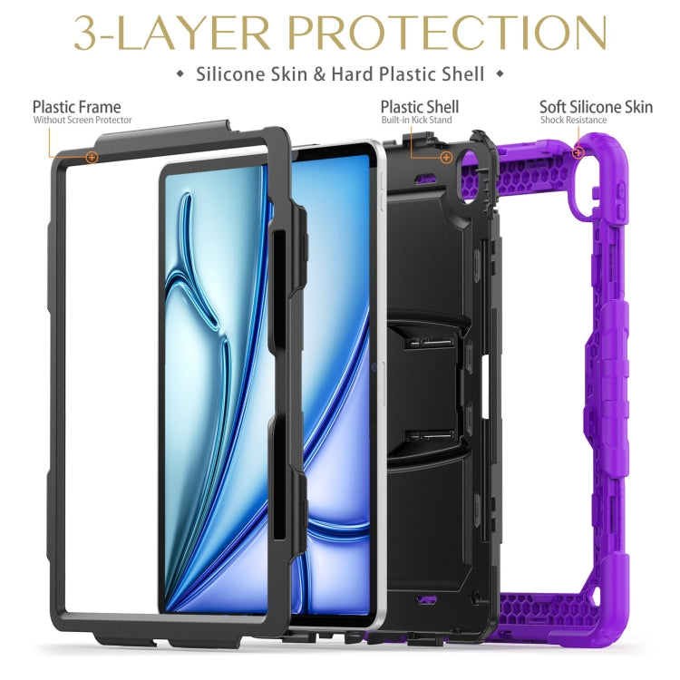 For iPad Air 13 2025 / 2024 Silicone Hydric PC Tablet Case with Shoulder Strap & Holder(Purple) - iPad Air 13 2025 / 2024 Cases by PMC TechLife | Online Shopping South Africa | PMC TechLife | Buy Now Pay Later Mobicred