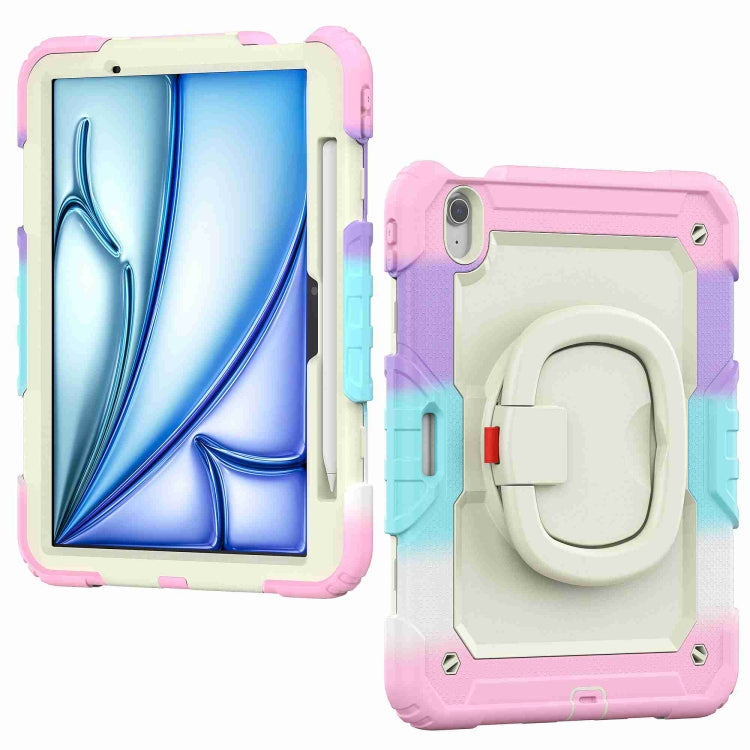 For iPad Air 11 2025 / 2024 Handle Silicone Hydric PC Tablet Case with Shoulder Strap(Rainbow Pink) - iPad Air 11 2025 / 2024 Cases by PMC TechLife | Online Shopping South Africa | PMC TechLife | Buy Now Pay Later Mobicred