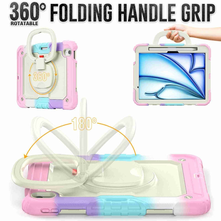 For iPad Air 11 2025 / 2024 Handle Silicone Hydric PC Tablet Case with Shoulder Strap(Rainbow Pink) - iPad Air 11 2025 / 2024 Cases by PMC TechLife | Online Shopping South Africa | PMC TechLife | Buy Now Pay Later Mobicred