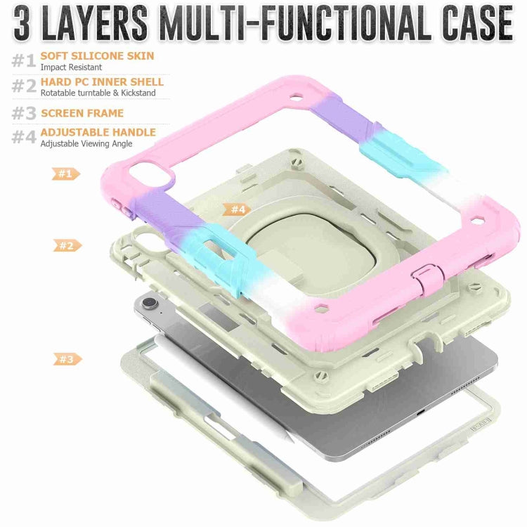 For iPad Air 11 2025 / 2024 Handle Silicone Hydric PC Tablet Case with Shoulder Strap(Rainbow Pink) - iPad Air 11 2025 / 2024 Cases by PMC TechLife | Online Shopping South Africa | PMC TechLife | Buy Now Pay Later Mobicred