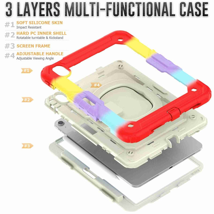 For iPad Air 11 2025 / 2024 Handle Silicone Hydric PC Tablet Case with Shoulder Strap(Rainbow Red) - free shipping - PMC TechLife - Order now!