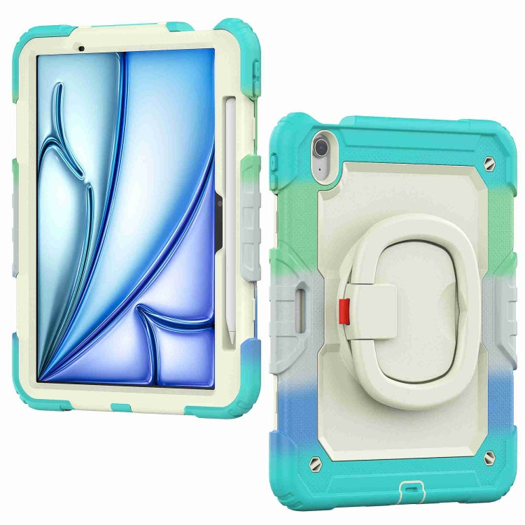 For iPad Air 11 2024 Handle Silicone Hydric PC Tablet Case with Shoulder Strap(Rainbow Blue) - iPad Air 11 2024 Cases by PMC TechLife | Online Shopping South Africa | PMC TechLife | Buy Now Pay Later Mobicred
