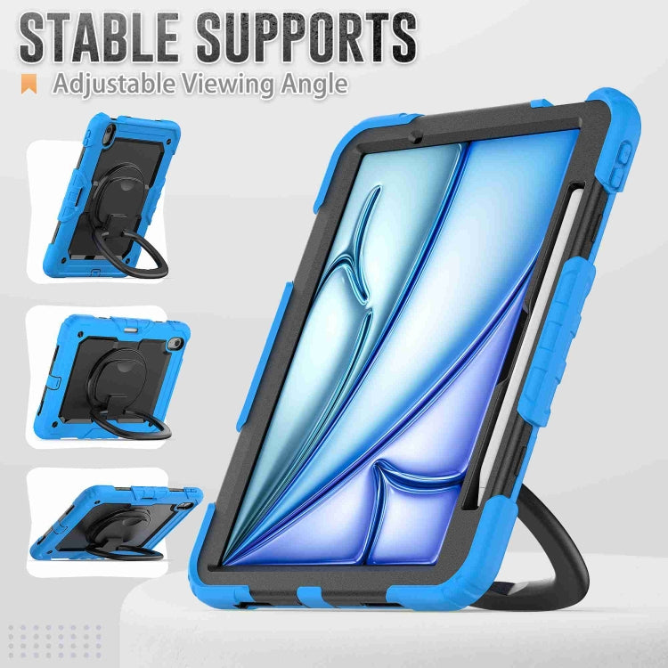 For iPad Air 11 2025 / 2024 Handle Silicone Hydric PC Tablet Case with Shoulder Strap(Light Blue) - free shipping - PMC TechLife - Order now!