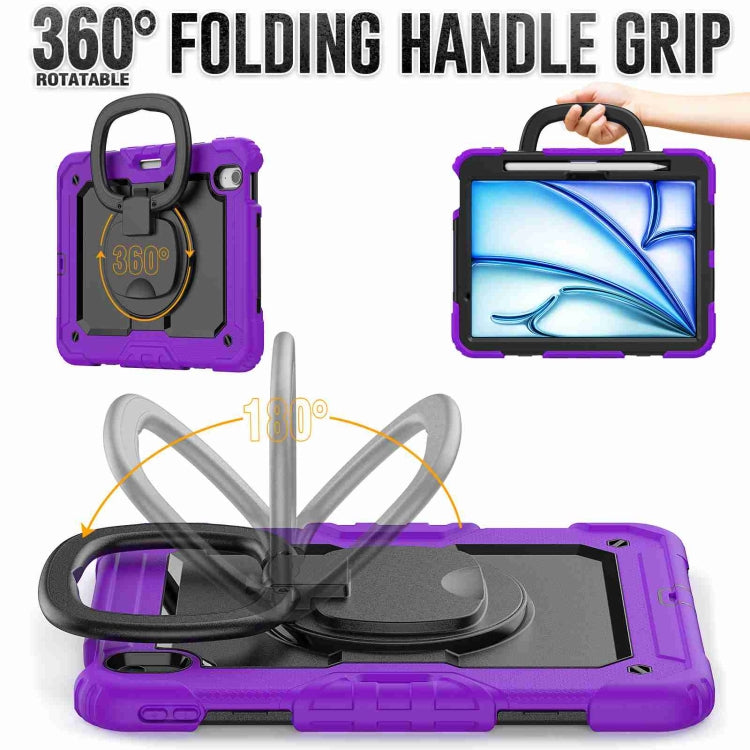 For iPad Air 11 2024 Handle Silicone Hydric PC Tablet Case with Shoulder Strap(Purple) - iPad Air 11 2024 Cases by PMC TechLife | Online Shopping South Africa | PMC TechLife | Buy Now Pay Later Mobicred