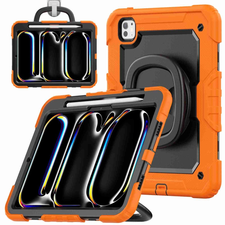 For iPad Pro 11 2024 Handle Silicone Hydric PC Tablet Case with Shoulder Strap(Orange) - iPad Pro 11 2024 Cases by PMC TechLife | Online Shopping South Africa | PMC TechLife | Buy Now Pay Later Mobicred