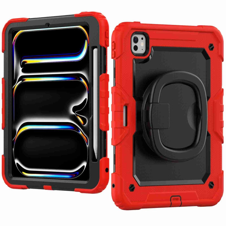 For iPad Pro 11 2024 Handle Silicone Hydric PC Tablet Case with Shoulder Strap(Red) - iPad Pro 11 2024 Cases by PMC TechLife | Online Shopping South Africa | PMC TechLife | Buy Now Pay Later Mobicred