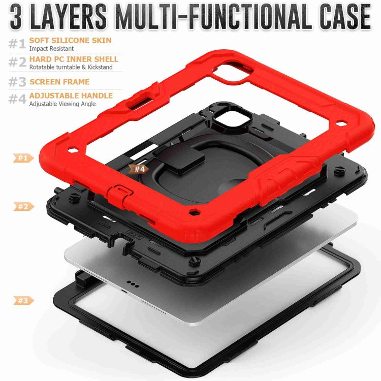 For iPad Pro 11 2024 Handle Silicone Hydric PC Tablet Case with Shoulder Strap(Red) - iPad Pro 11 2024 Cases by PMC TechLife | Online Shopping South Africa | PMC TechLife | Buy Now Pay Later Mobicred