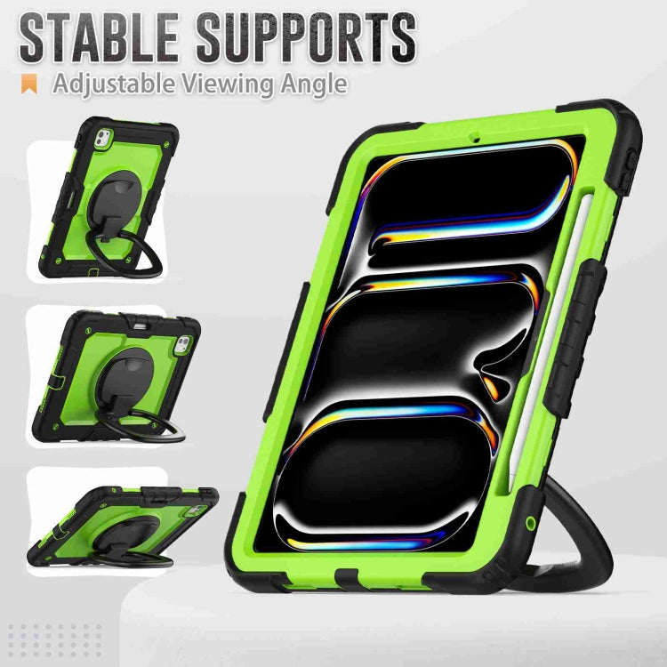For iPad Pro 11 2024 Handle Silicone Hydric PC Tablet Case with Shoulder Strap(Yellow Green PC) - iPad Pro 11 2024 Cases by PMC TechLife | Online Shopping South Africa | PMC TechLife | Buy Now Pay Later Mobicred