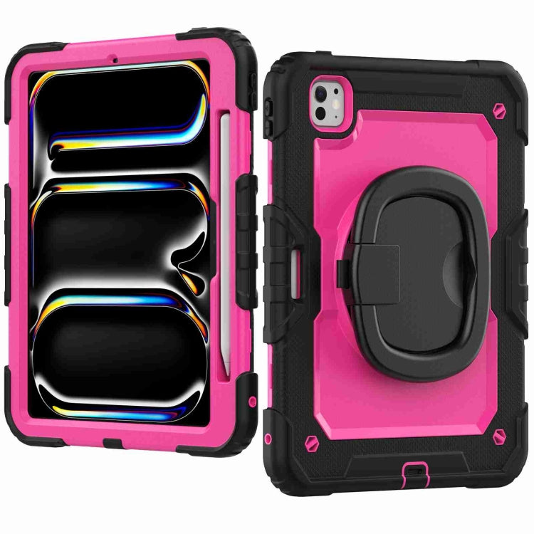 For iPad Pro 11 2024 Handle Silicone Hydric PC Tablet Case with Shoulder Strap(Rose Red PC) - iPad Pro 11 2024 Cases by PMC TechLife | Online Shopping South Africa | PMC TechLife | Buy Now Pay Later Mobicred